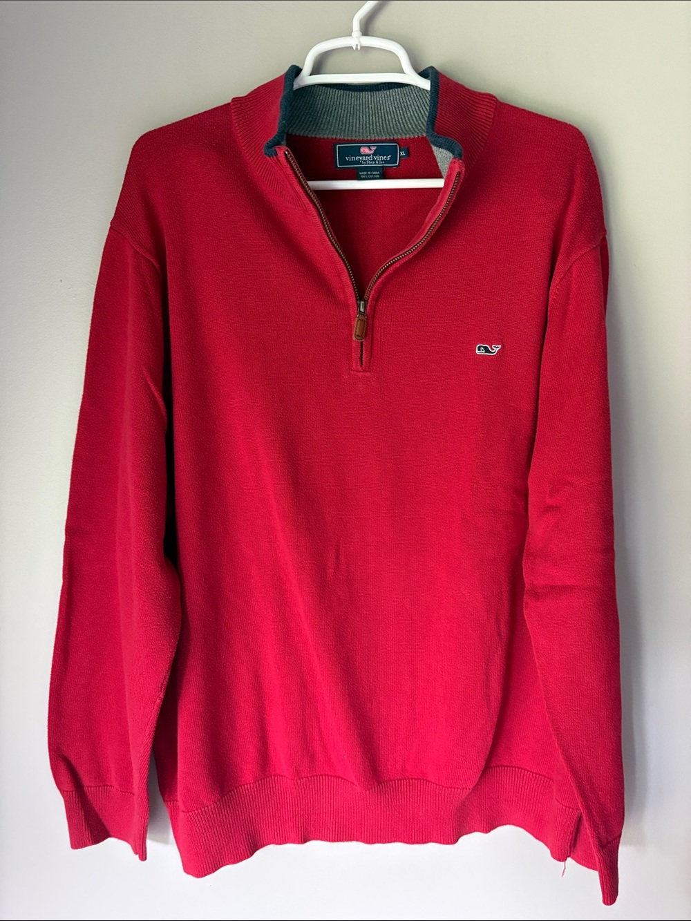Vineyard Vines Men’s Red Quarter Zip Sweater